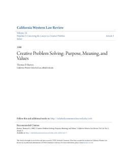 Creative Problem Solving: Purpose, Meaning, and Values