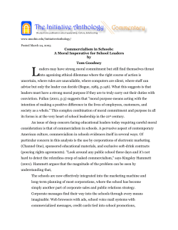 Commercialism in Schools: A Moral Imperative for School Leaders