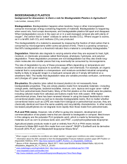 BIODEGRADABLE PLASTICS