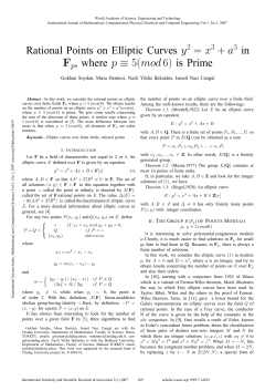 Rational Points on Elliptic Curves 2 3 3y = x + a inF , where p 5(mod