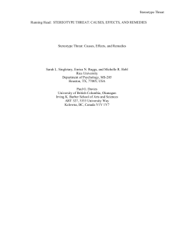 Stereotype Threat Running Head: STEREOTYPE THREAT