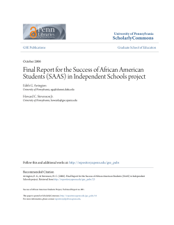 Final Report for the Success of African American Students (SAAS) in
