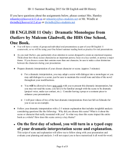 IB ENGLISH 11 Only: Dramatic Monologue from Outliers ​by