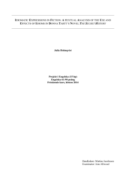 IDIOMATIC EXPRESSIONS IN FICTION: A TEXTUAL ANALYSIS OF