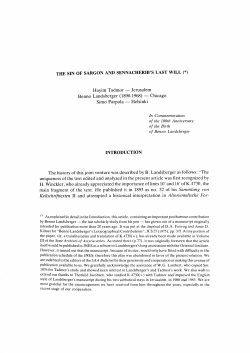 The Sin of Sargon and Sennacherib`s Last Will.