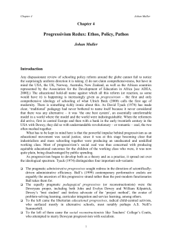 Progressivism Redux: Ethos, Policy, Pathos