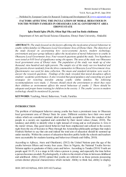 FACTORS AFFECTING THE INCULCATION OF MORAL