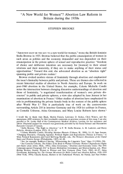 "A New World for Women"? Abortion Law Reform in Britain during