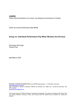 CIRP&Eacute;E Group vs. Individual Performance Pay When Workers Are