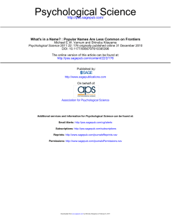 Psychological Science - Social Psychology Network