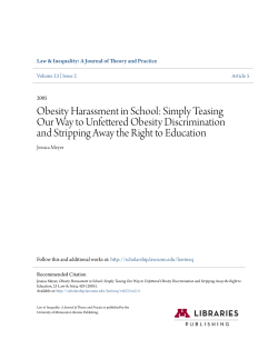 Obesity Harassment in School: Simply Teasing Our Way to