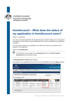 What does the status of my application in ImmiAccount mean?