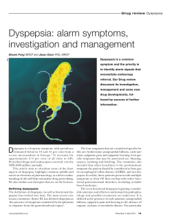 Dyspepsia alarm symptoms investigation and