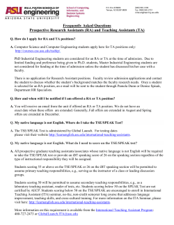 FAQ Prospective RA and TA