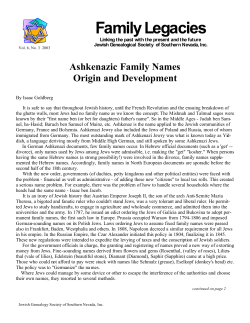 Ashkenazic Family Names Origin and Development