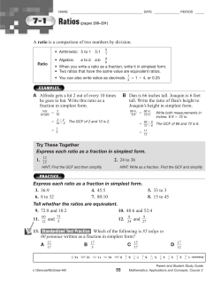 Chapter 7 Ratios and Proportions