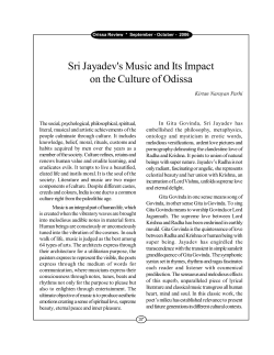 Sri Jayadev`s Music and Its Impact on the Culture of
