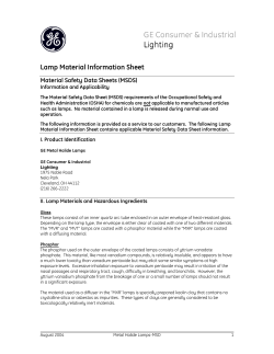 Lamp Material Information Sheet