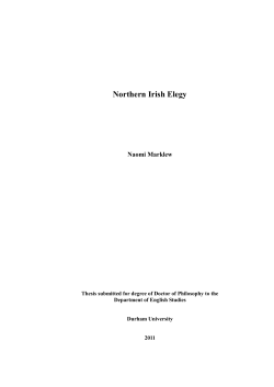 Northern Irish Elegy - Durham e-Theses