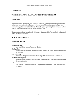 Chapter 14 THE IDEAL GAS LAW AND KINETIC THEORY
