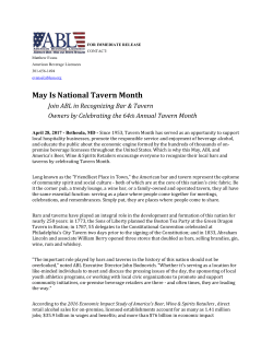 May Is National Tavern Month