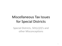 Miscellaneous Tax Issues for Special Districts
