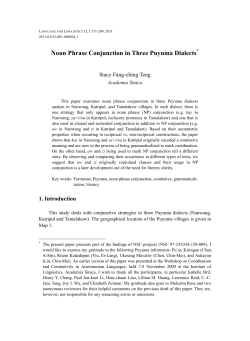 Noun Phrase Conjunction in Three Puyuma Dialects*