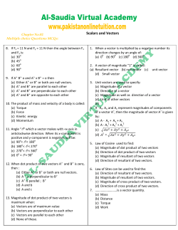 Scalars and Vectors - Online Tuition Pakistan