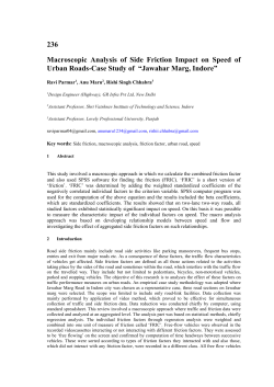 Analysis of Side Friction Impacts on Urban Roads &ldquo;A