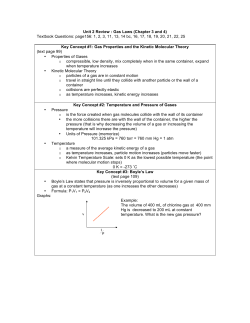 Unit 2 Review : Gas Laws (Chapter 3 and 4) Textbook Questions