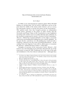 Treaty Power Justifications for Early Federal Trademark