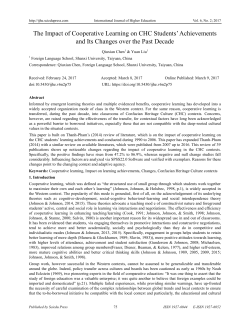 The Impact of Cooperative Learning on CHC