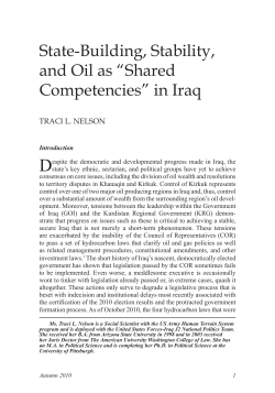 State-Building, Stability, and Oil as &ldquo;Shared Competencies&rdquo; in Iraq