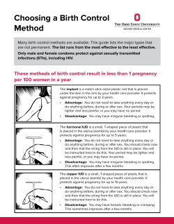 Choosing a Birth Control Method - OSU Patient Education Materials