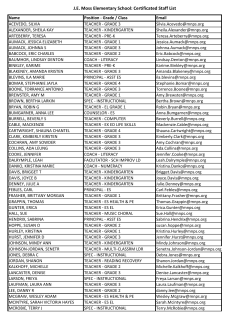 JE Moss Elementary School: Certificated Staff List