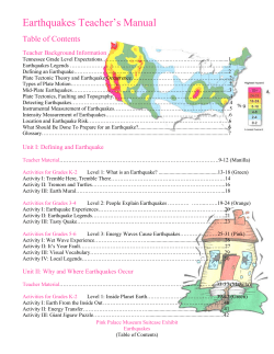 Earthquakes Teacher`s Manual - Pink Palace Family Of Museums