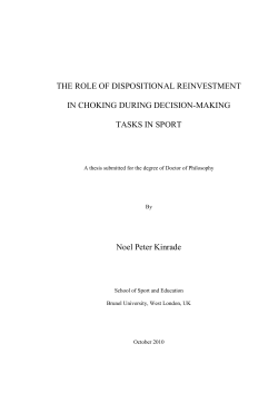 THE ROLE OF DISPOSITIONAL REINVESTMENT IN CHOKING