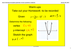 ALG 2 Solving incomplete quadratics inverse operations.notebook