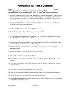 Fahrenheit 451 Part 2 Questions