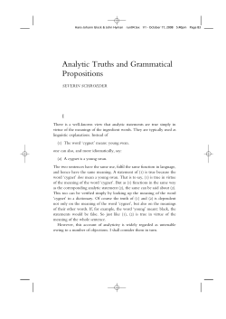 Analytic Truths and Grammatical Propositions