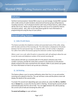 Hosted PBX ‐ Calling Features and Voice Mail Guide
