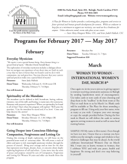 May 2017 - A Place for Women to Gather