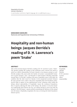 Jacques Derrida`s reading of DH Lawrence`s poem `Snake`