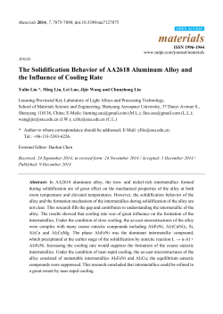 The Solidification Behavior of AA2618 Aluminum Alloy and