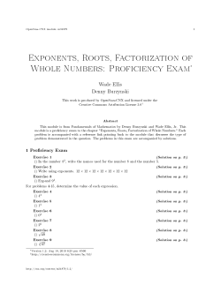 Exponents, Roots, Factorization of Whole Numbers