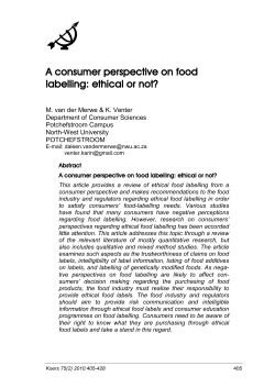 A consumer perspective on food labelling: ethical or not?