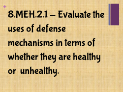 8.MEH.2.1 - Evaluate the uses of defense mechanisms in terms of