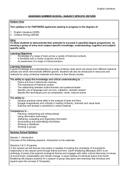 Provisional Subject Strand Information