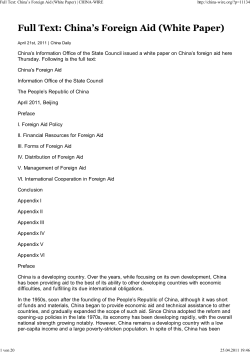 Full Text: China`s Foreign Aid (White Paper) | CHINA - EU