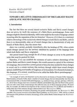 (2) 2005 147-157 TOWARD A RELATIVE CHRONOLOGY OF THE